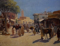 MERCATO ALGERINO DEL 1911 – Alexis Auguste Delahogue 1867-1953 – ORIENTALISTA FRANCESE