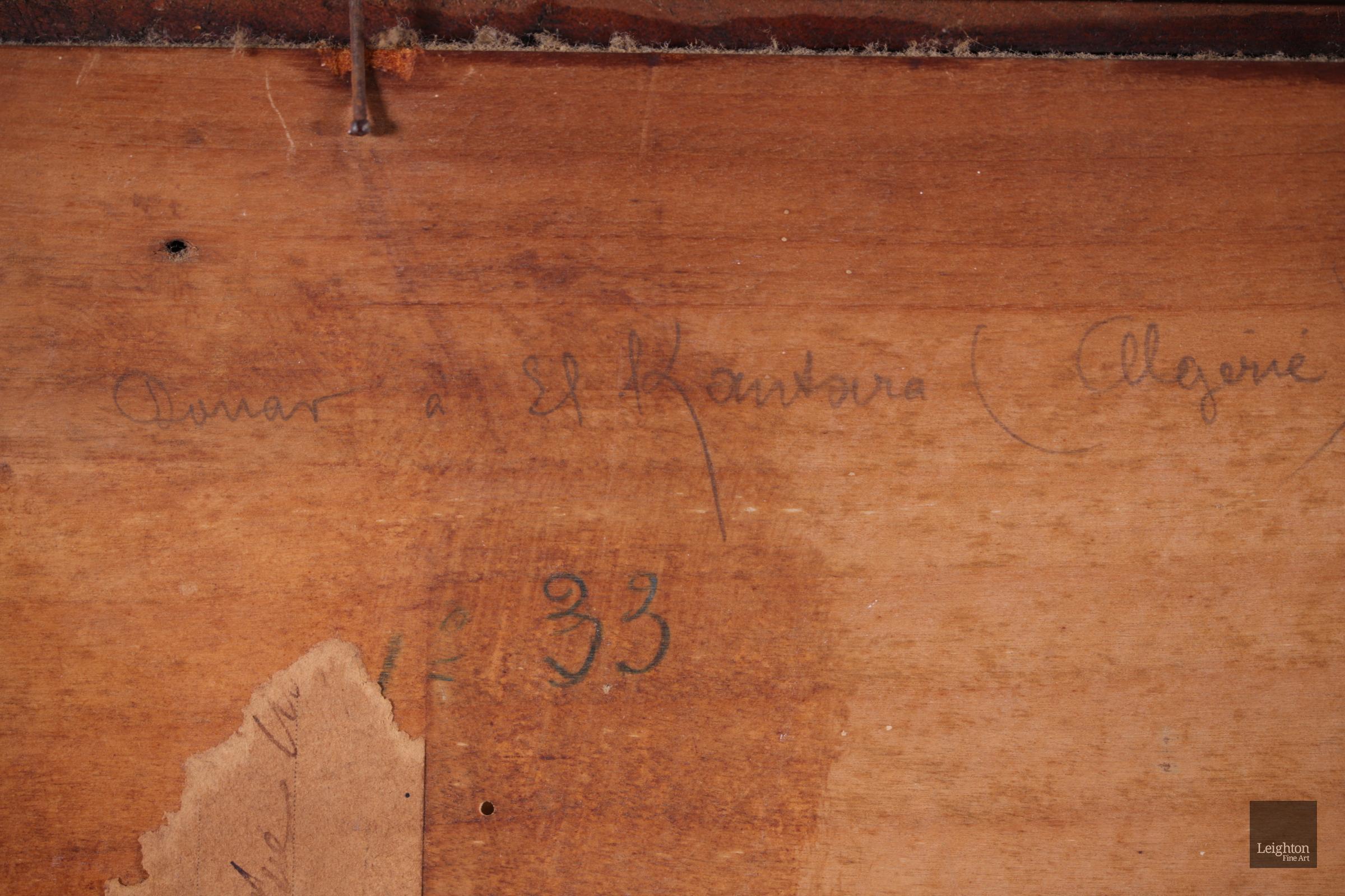 Camp Bedouin, Algérie - Huile orientaliste, Figure dans un paysage d'Alexis Delahogue 9