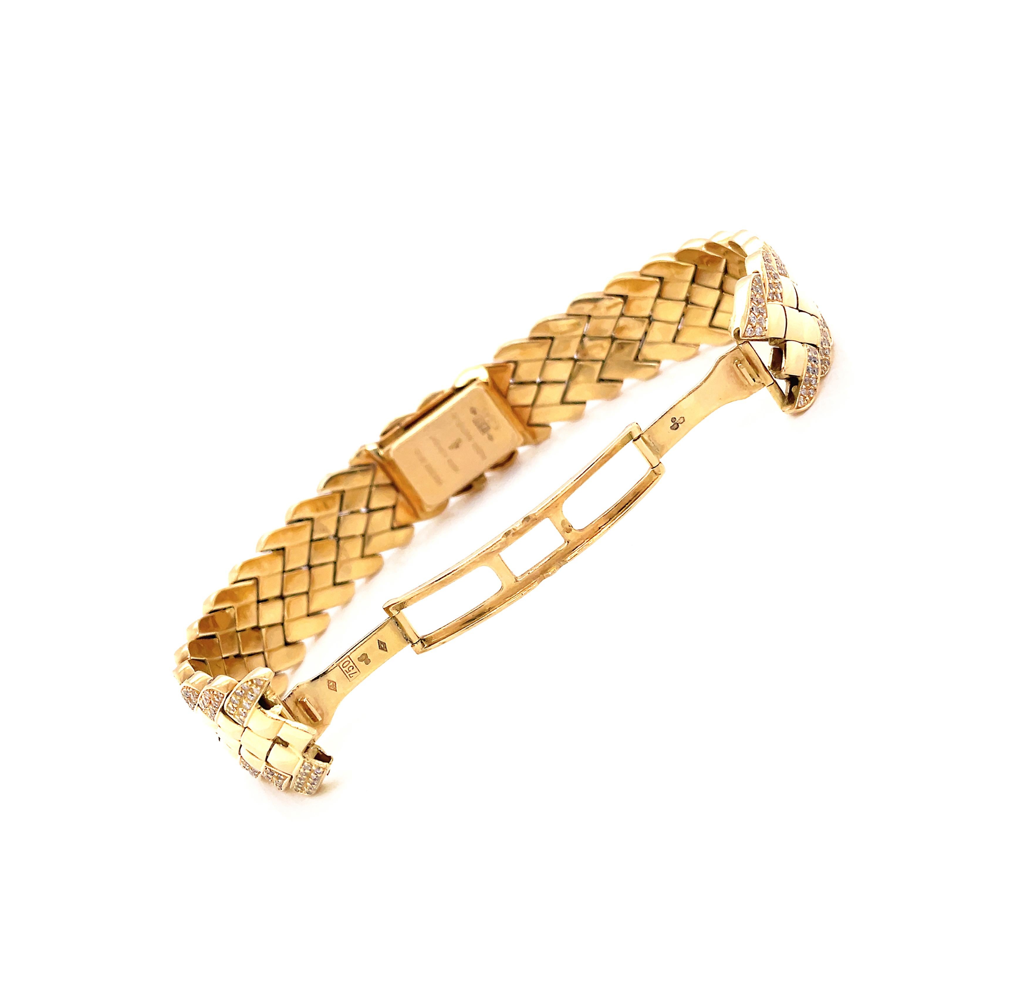 Damen-Armbanduhr aus 18 Karat Gold und Diamanten von Alexis Barthelay (Brillantschliff) im Angebot