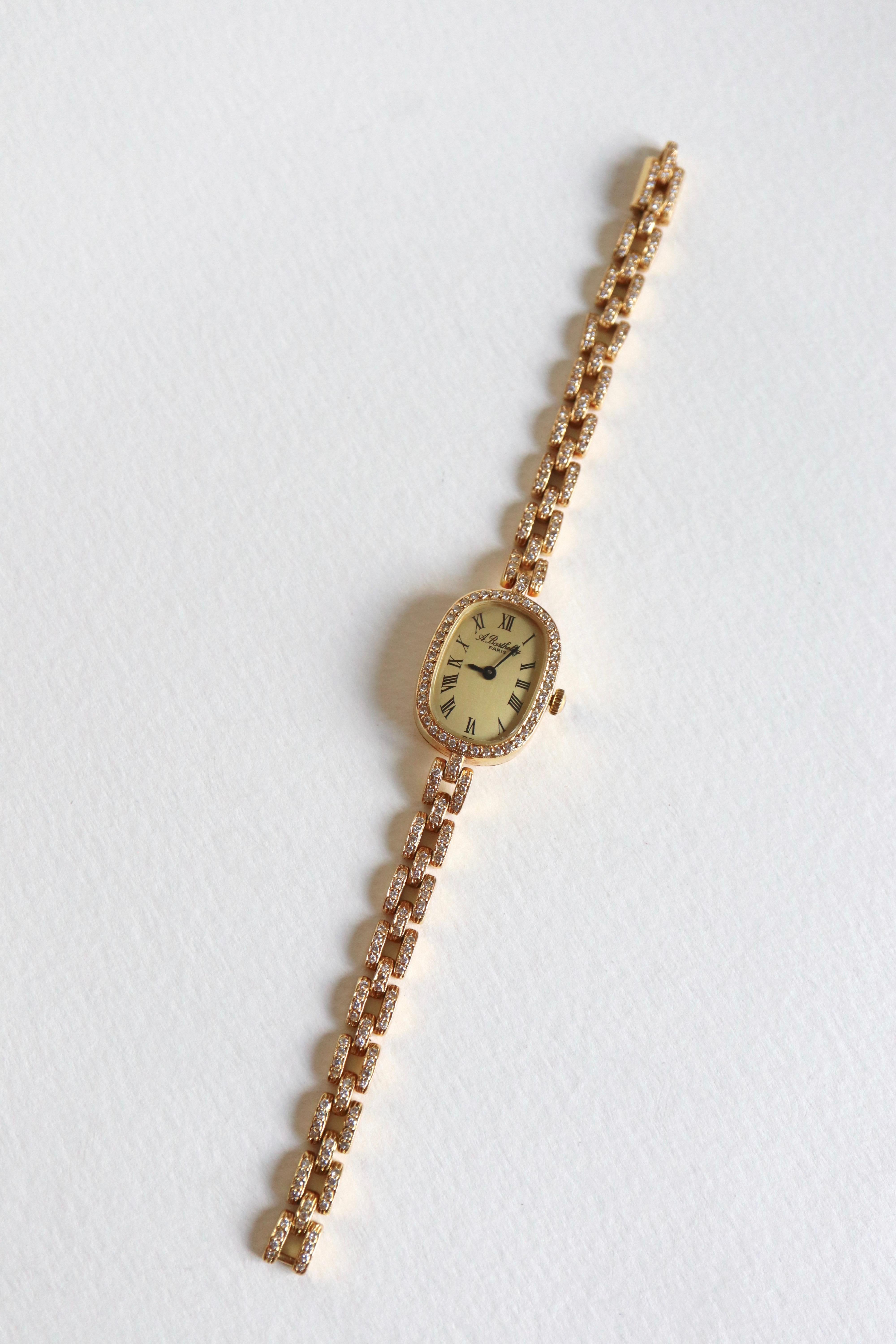 Brilliant Cut Alexis Barthelay Watch 18K Gold and Diamonds For Sale