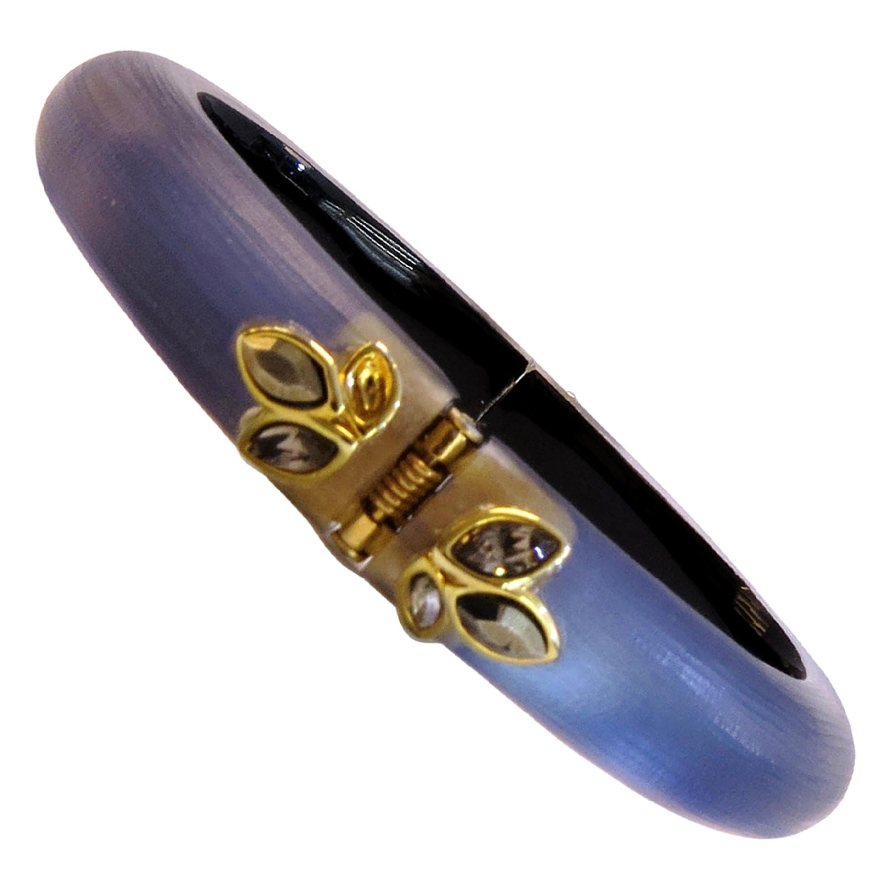 Alexis Bittar 18 Karat Gold-Plated with Swarovski Hinge Bangle Bracelet For Sale