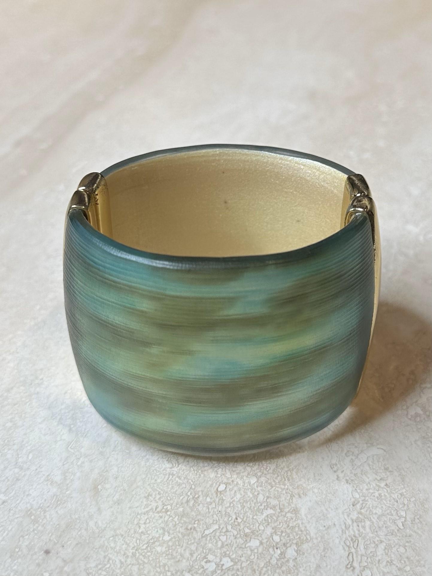 Vintage Boho Alexis Bittar Gold & Blue Cuff For Sale 1