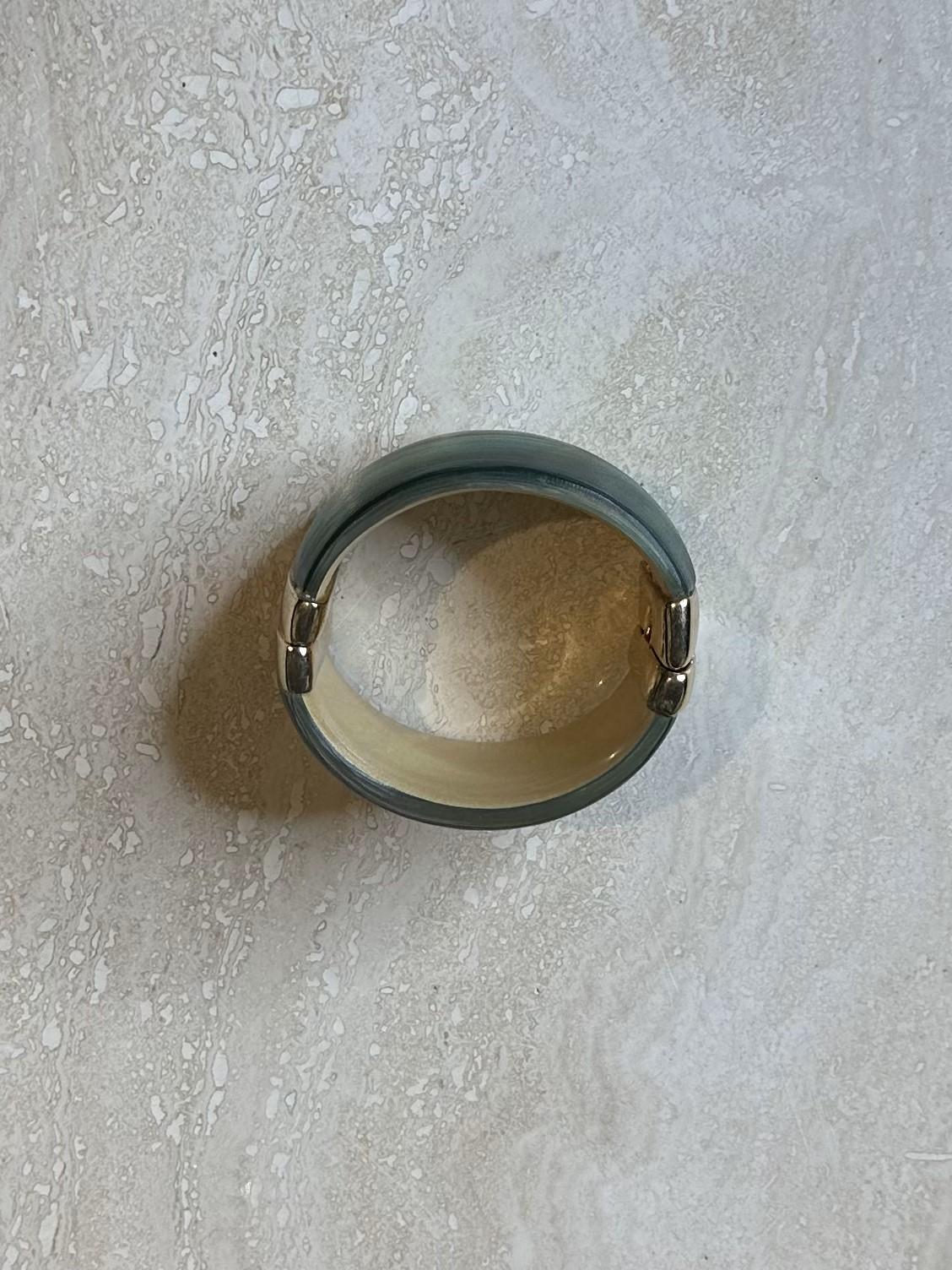 Vintage Boho Alexis Bittar Gold & Blue Cuff For Sale 2