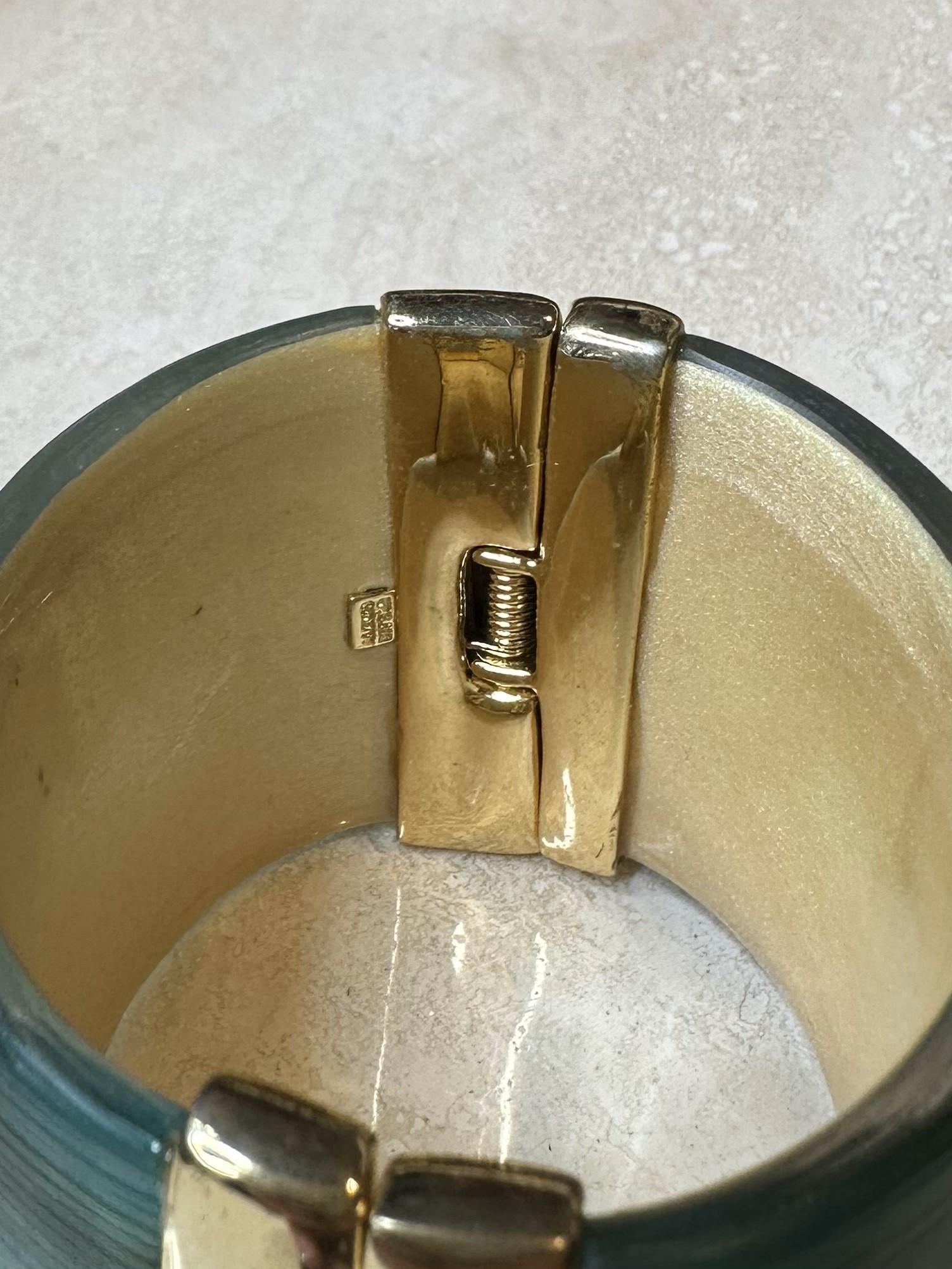 Vintage Boho Alexis Bittar Gold & Blue Cuff For Sale 3
