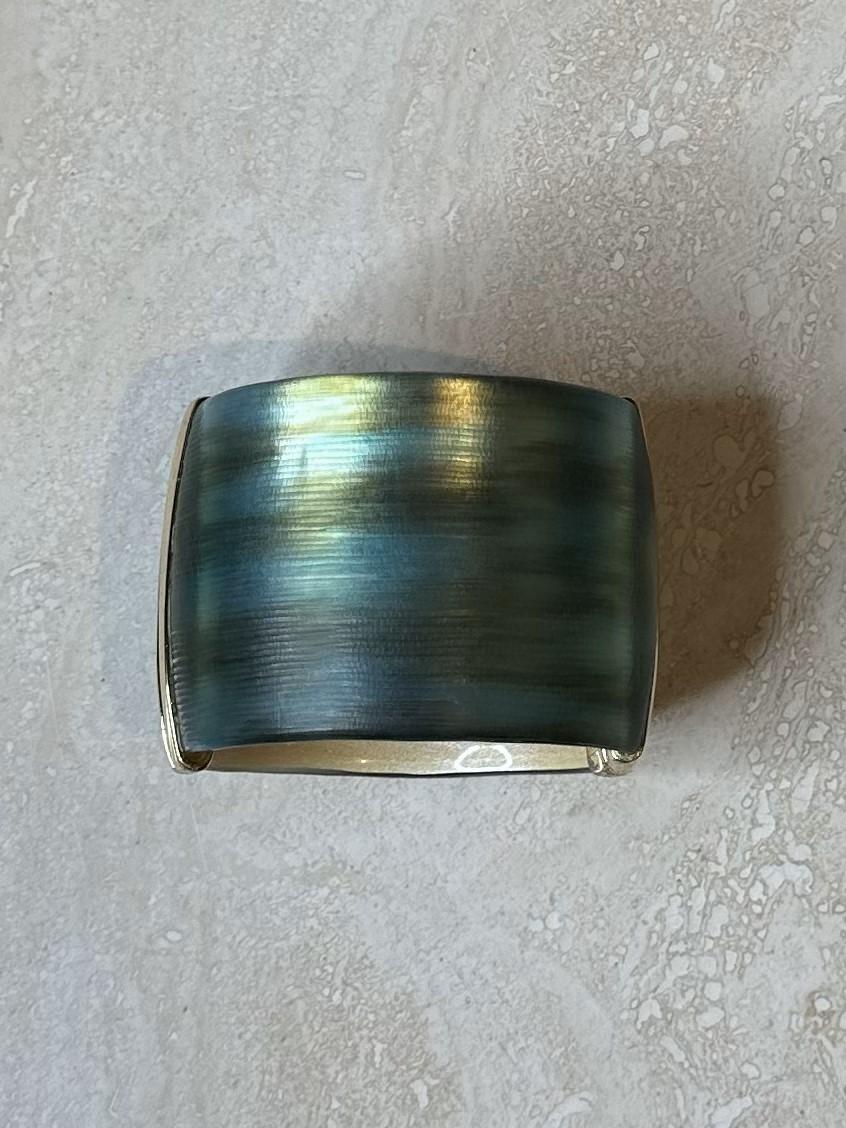 Vintage Boho Alexis Bittar Gold & Blue Cuff For Sale 4
