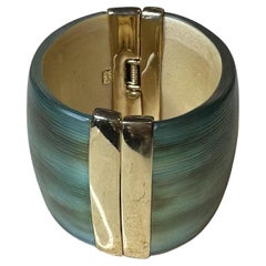 Vintage Boho Alexis Bittar Gold & Blue Cuff