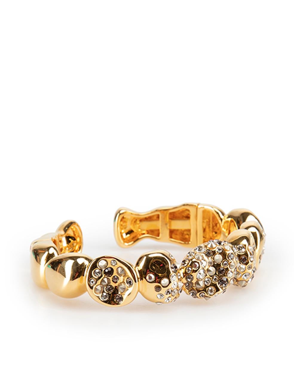CONDITION is Never Worn. No visible wear to bracelet is evident on this used Alexis Bittar designer resale item. Comes with original dust bag.

Details
Gold
Metal
Cuff bracelet
Silver embellished detail
2x Hinge openings

Composition
EXTERIOR: