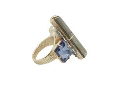 Alexis Bittar Gold-Tone & Periwinkle Cocktail Ring