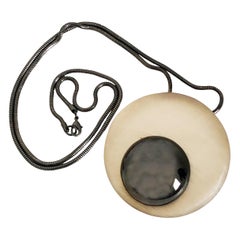 Alexis Bittar Lucite Pendant Necklace Modernist Orbs Rare Vintage