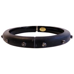 Alexis Bittar Lucite Swarovski Hinged Bangle Bracelet