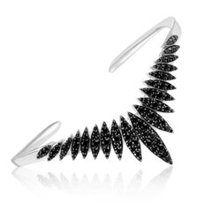 Alexis Bittar Marquis Sterling Silver and Black Spinel Burst Cuff Bracelet