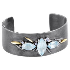 Alexis Bittar Silver Diamond Sapphire and Topaz Gemstone Cuff Bracelet
