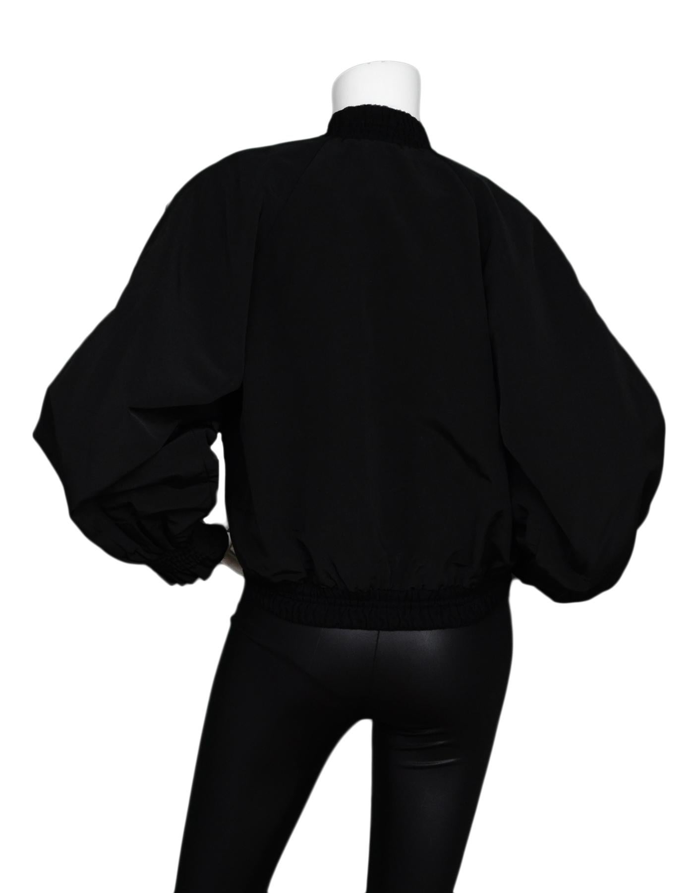 Alexis Black Bomber Jacket W/ Ruffle Pockets Sz S In Excellent Condition In New York, NY
