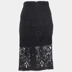 Alexis Black Brooch Embellished Lace Pencil Skirt M