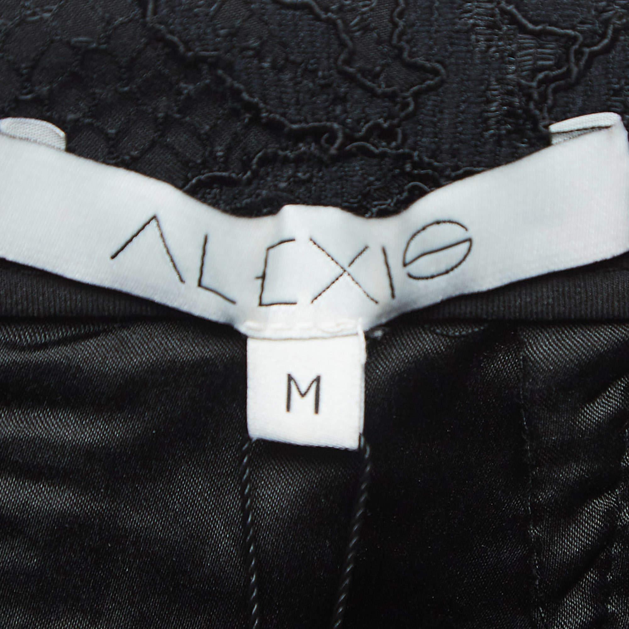 Alexis Schwarzer Bleistiftrock mit Brosche und Spitzenverzierung M Damen im Angebot