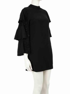 Alexis Black Ruffle Trim Long Sleeves Mini Dress Size S