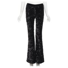 ALEXIS black sequins velvet waistband bell bottom flared party pants XS