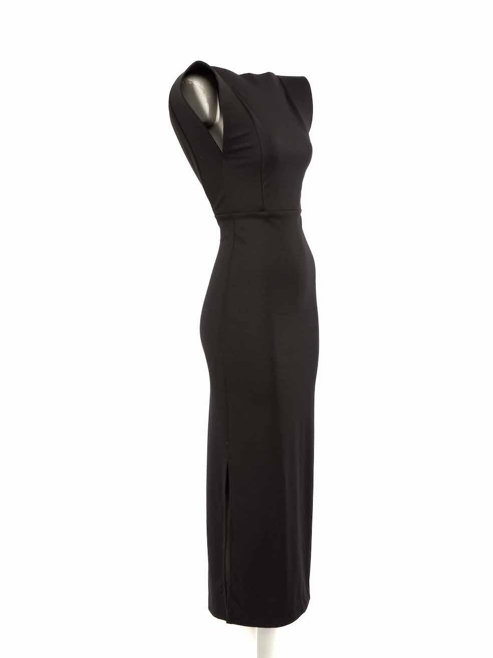 CONDITION is Very good. Minimal wear to dress is evident. Minimal wear to back hook where one side has detached, loose thread to back seam on this used Alexis designer resale item.
 
Details
Black
Polyester
Dress
Square neck
Sleeveless
Open
