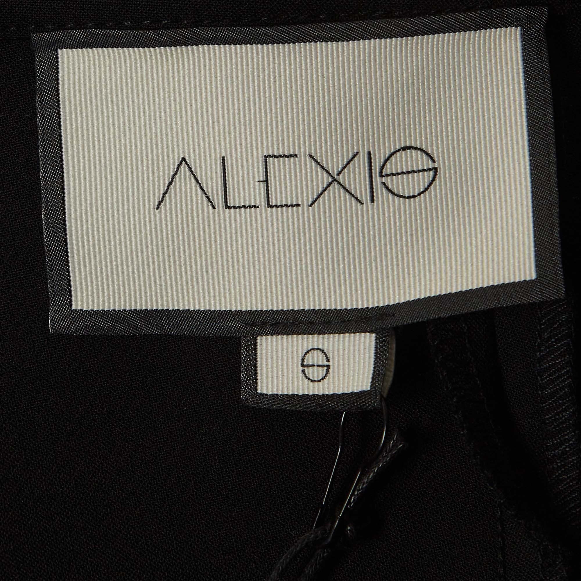 Women's Alexis Black Stretch Crepe Fringed Pants S For Sale