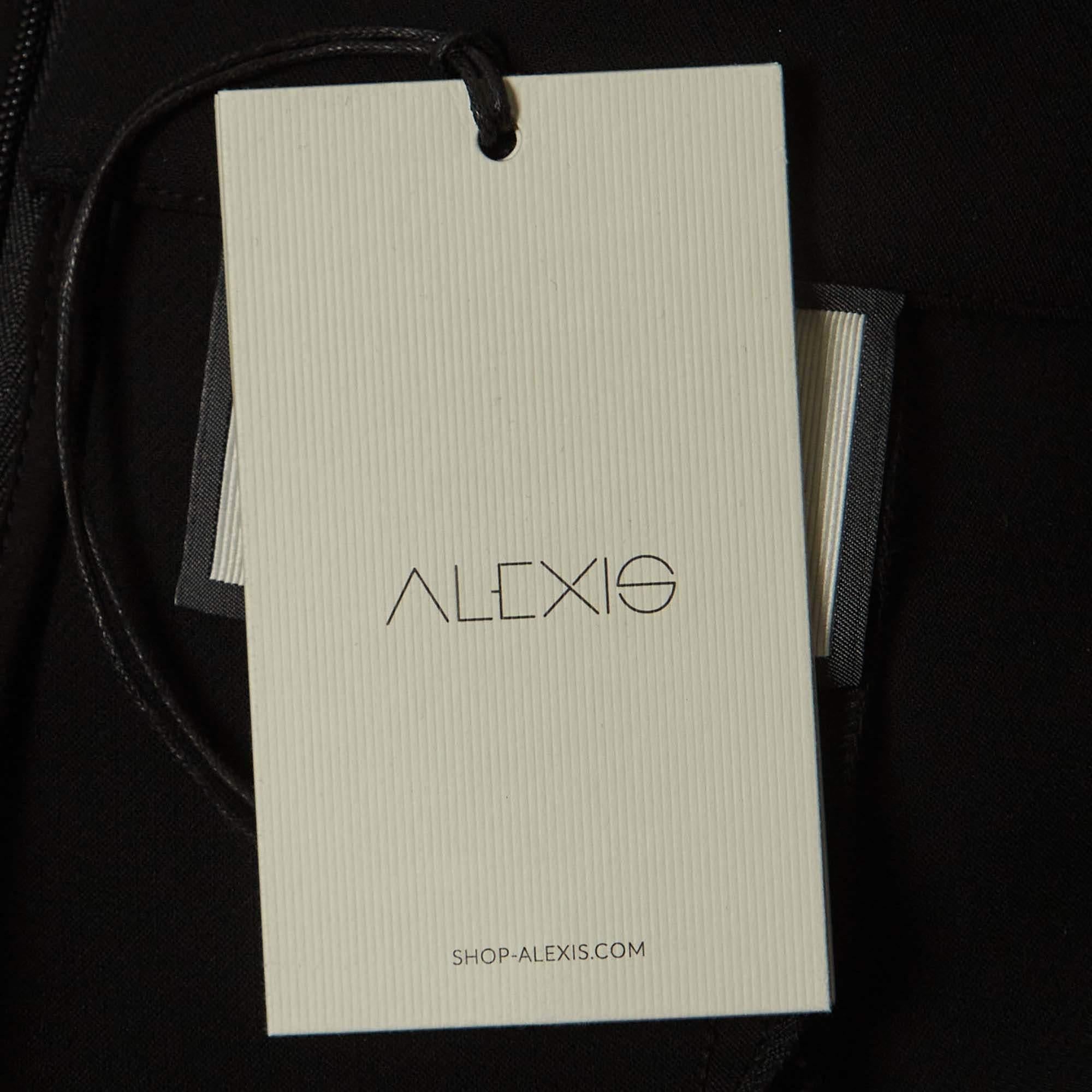 Alexis Black Stretch Crepe Fringed Pants S For Sale 1