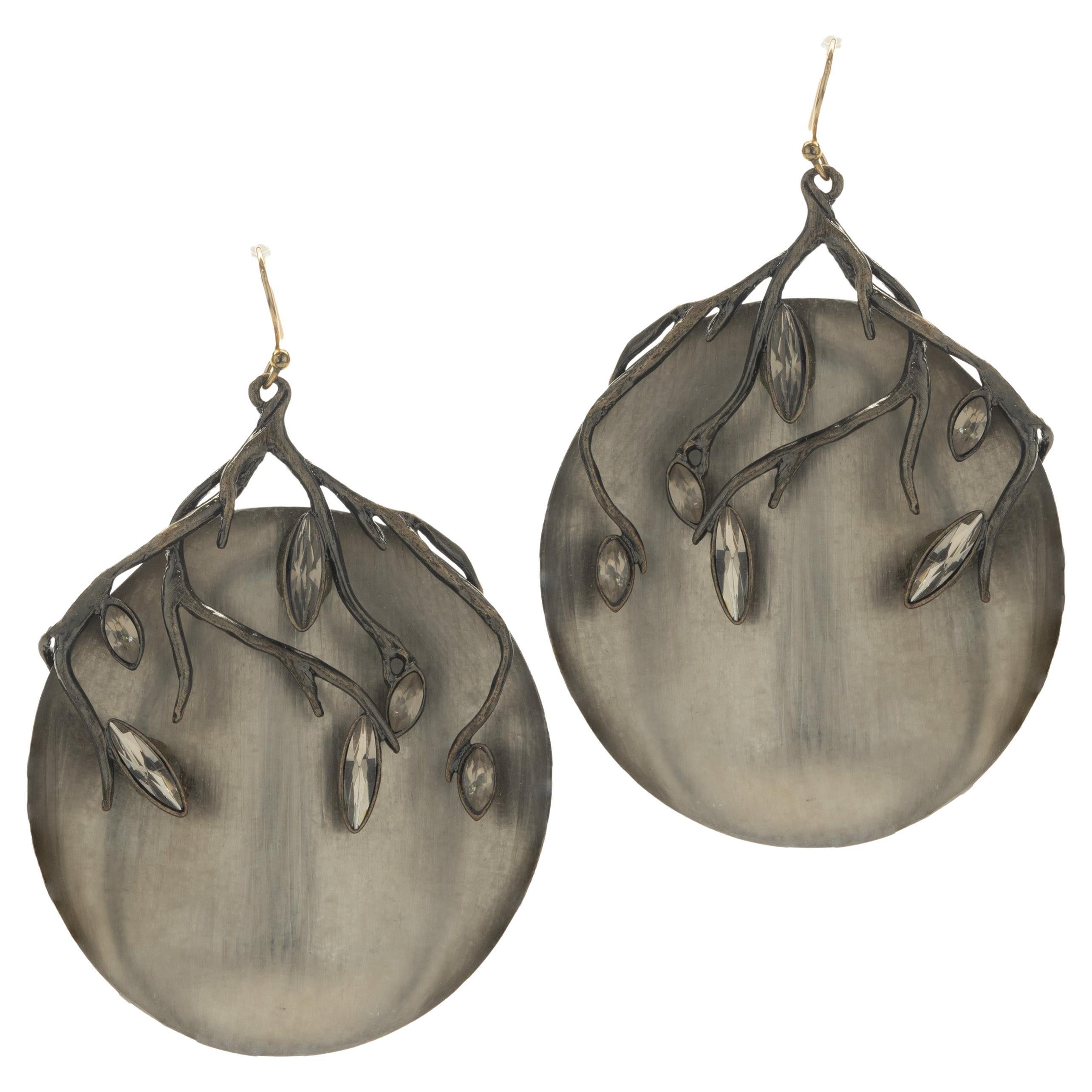 Alexis Blay Costume Acrylic Crystal Nature Disc Earrings For Sale