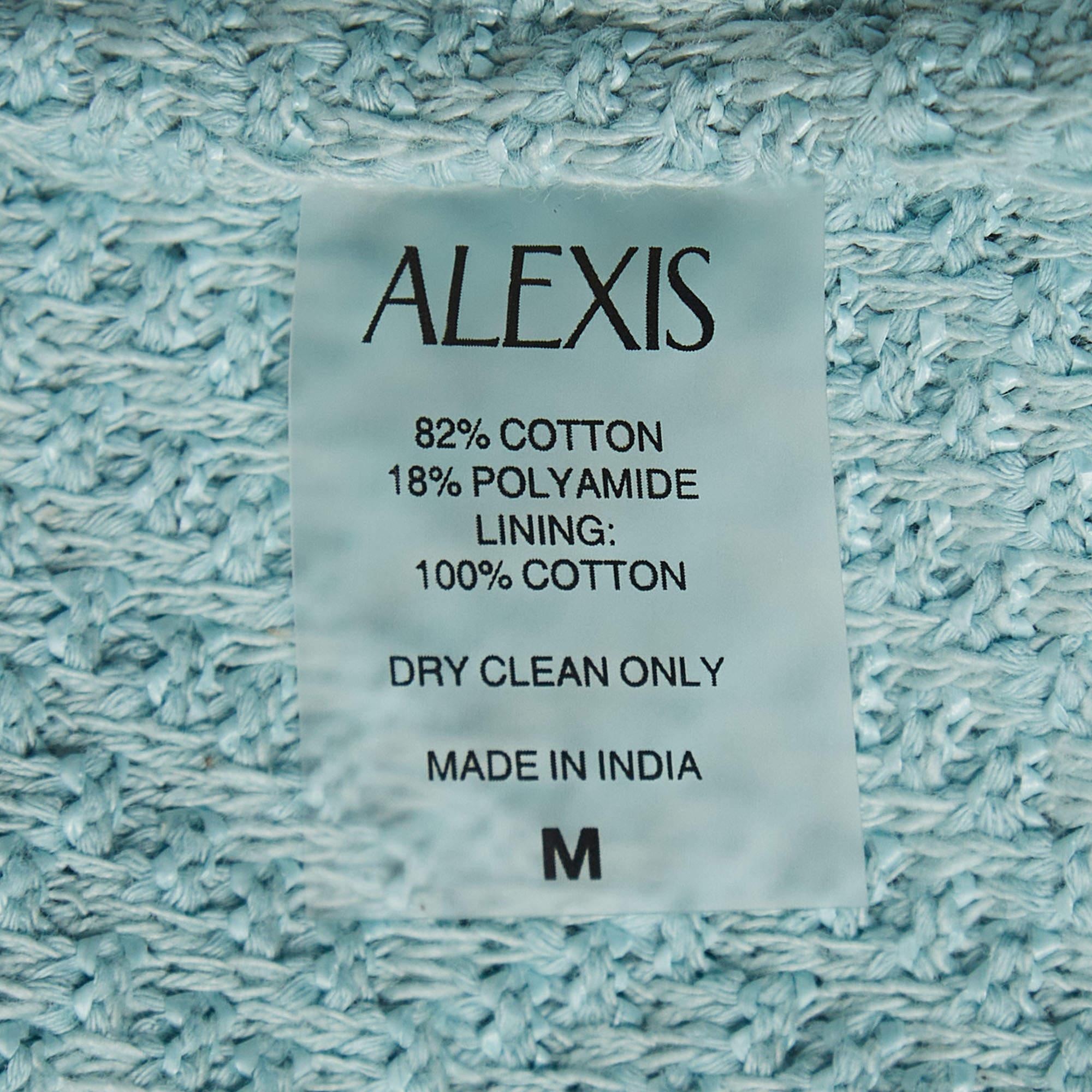 Alexis Blue Cotton Crochet Shirt and Kiana Pants Set M/S In Good Condition For Sale In Dubai, Al Qouz 2