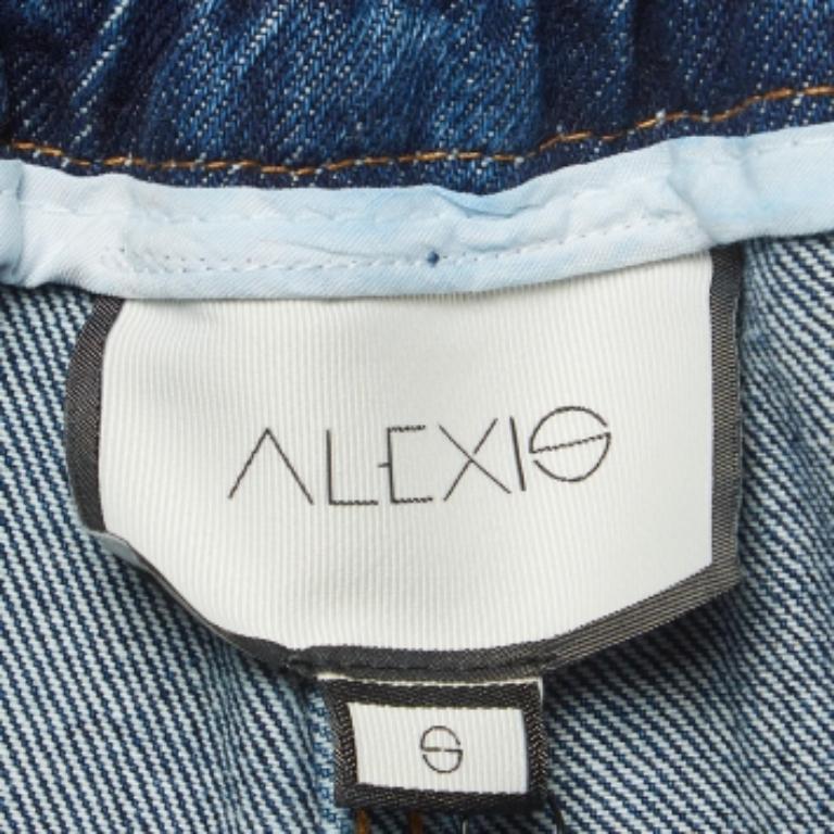 Vaqueros de cintura alta con cinturón Alexis Azul S en venta 1