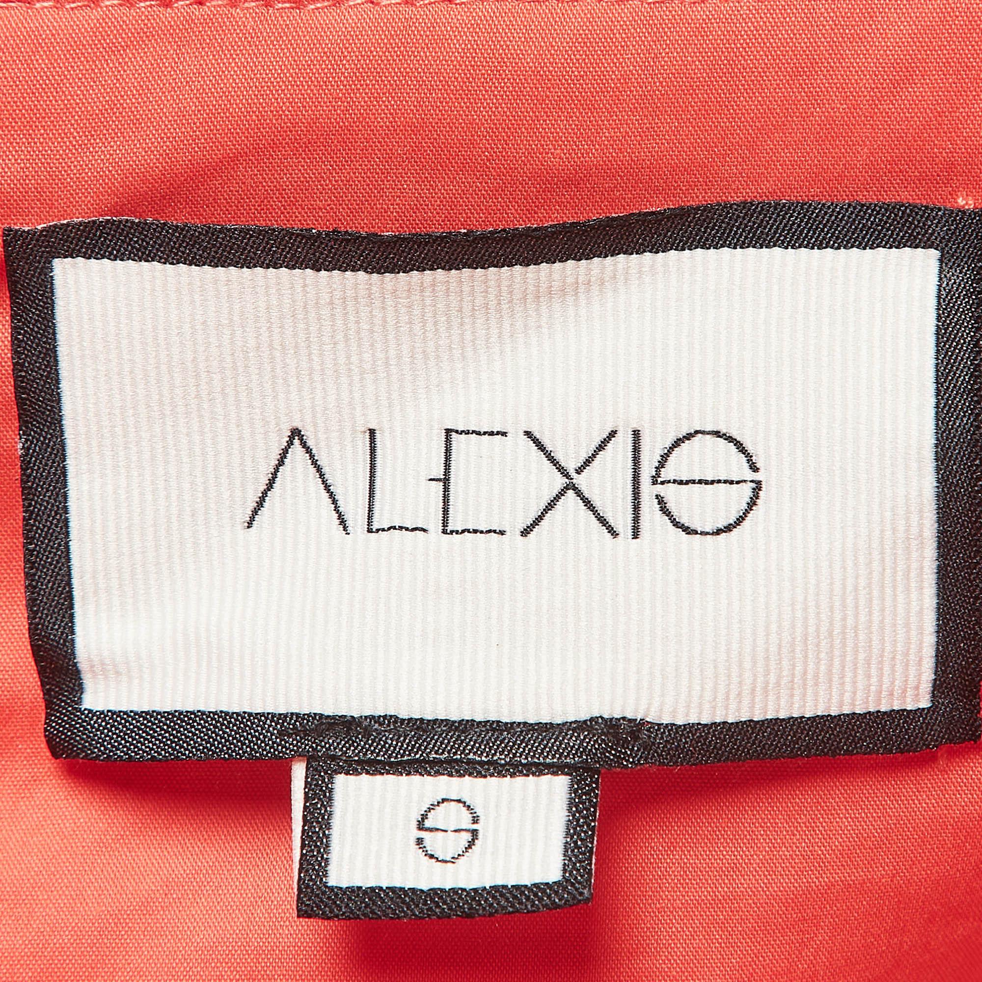 Women's Alexis Coral Orange Embroidered Cotton Midi Dress S