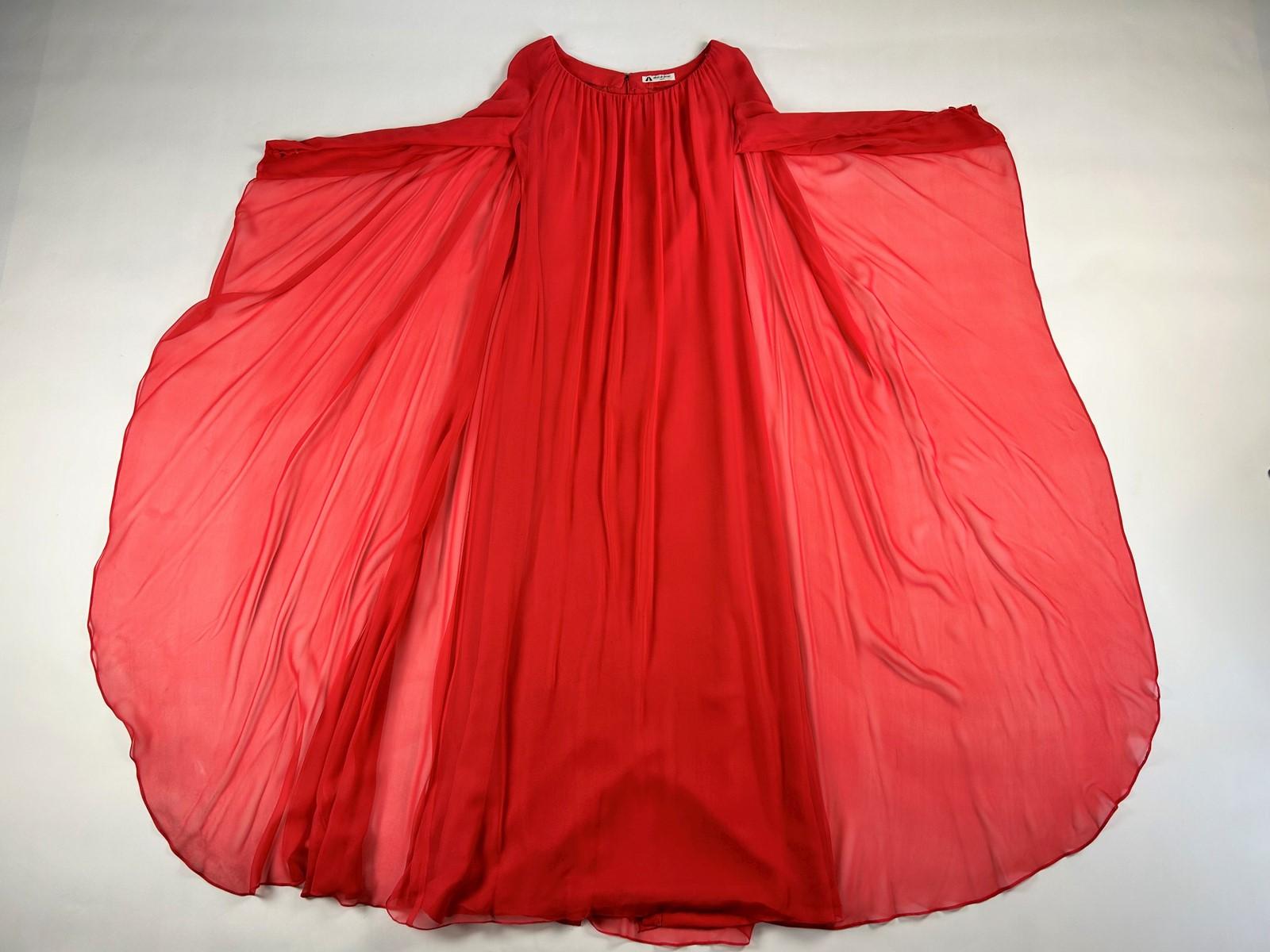 Alexis de Fursac scarlet chiffon evening dress - Paris Circa 1990 For Sale 6