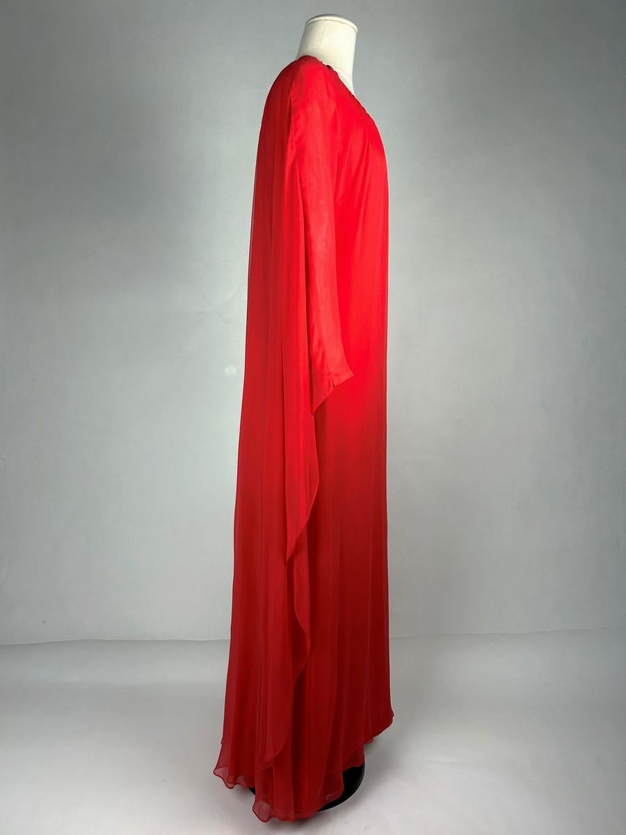 Alexis de Fursac robe du soir en mousseline écarlate - Paris Circa 1990 Pour femmes en vente