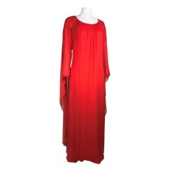 Alexis de Fursac scarlet chiffon evening dress - Paris Circa 1990