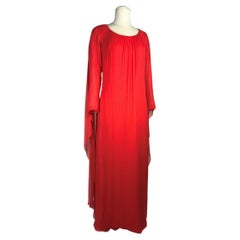 Alexis de Fursac scarlet chiffon evening dress - Paris Circa 1990