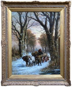 A Winter Scene, Alexis De Leeuw, 1848 – 1883 Bruges, Belgian Painter, Signed