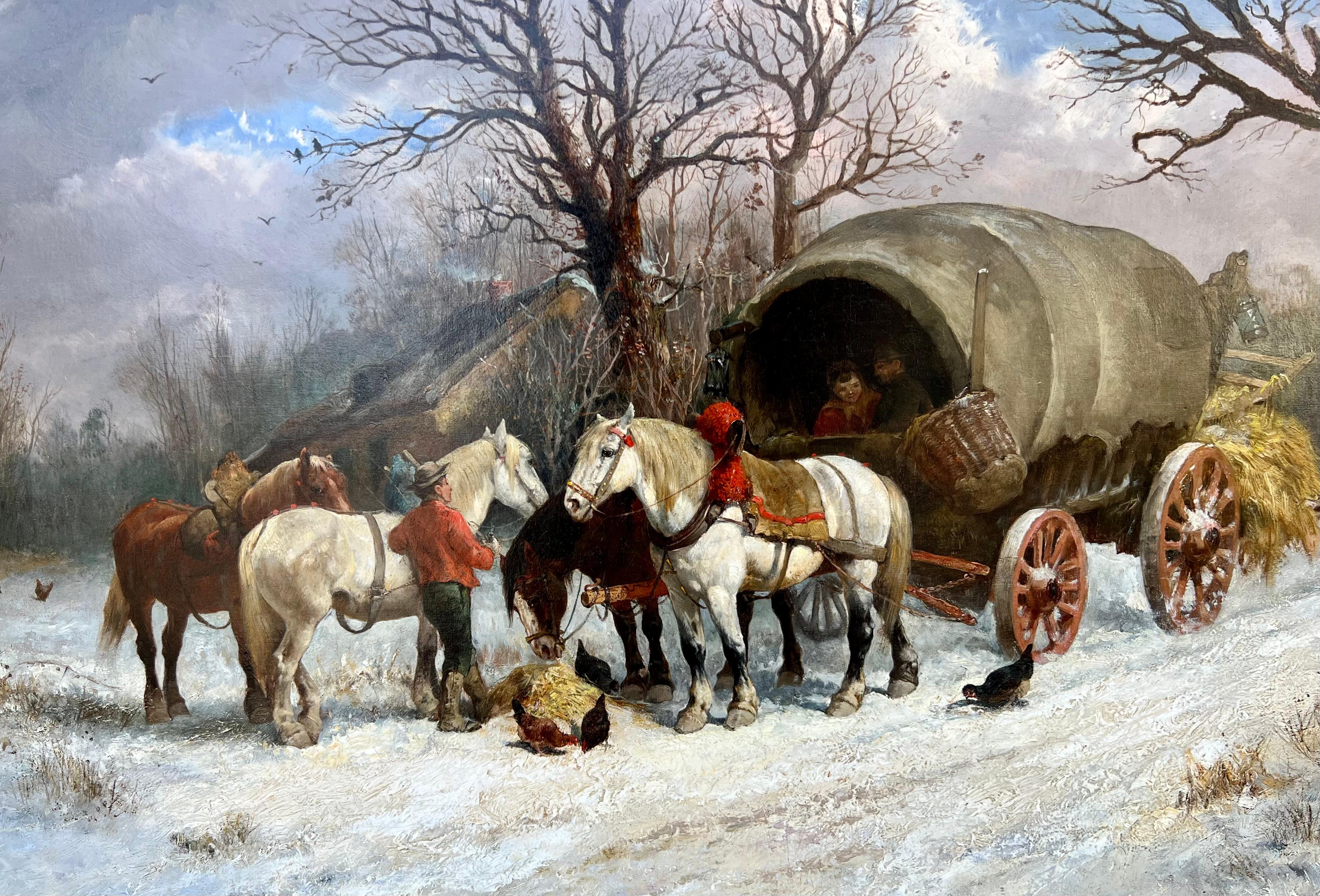 Alexis De Leeuw
Belga, (1848-1883)
El descanso del Wagoneer
Óleo sobre lienzo, firmado abajo a la derecha.
Procedencia: Frost and Reed, Londres

Tamaño con marco incluido: 36,5 pulgadas x 58,25 pulgadas
Alexis De Leeuw fue un pintor belga de