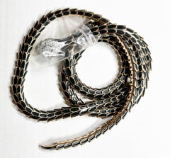 Alexis Diamond Enamel Emerald 18k White Gold Sterling Silver Snake Necklace Belt