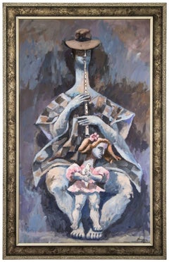 The Musician, Large Lating American Modernist Oil Paintng