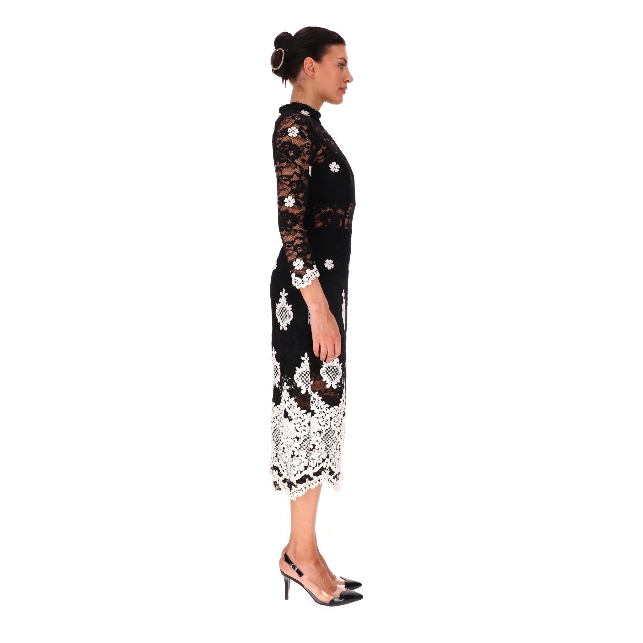 Noir Alexis - Robe midi en dentelle florale en vente