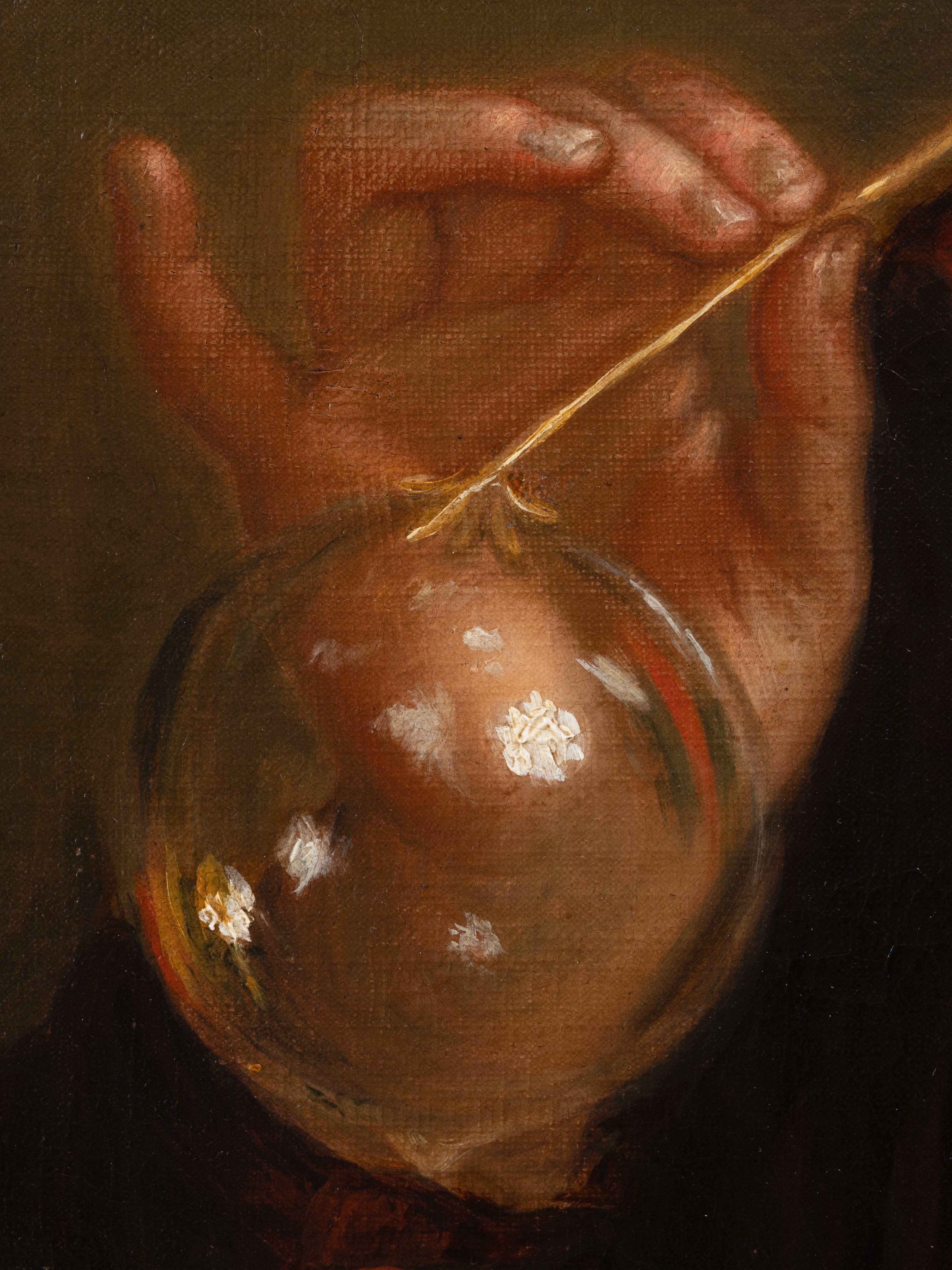 Boy blowing soap bubbles, studio of Alexis Grimou, French, early 18th c. Paris For Sale 4