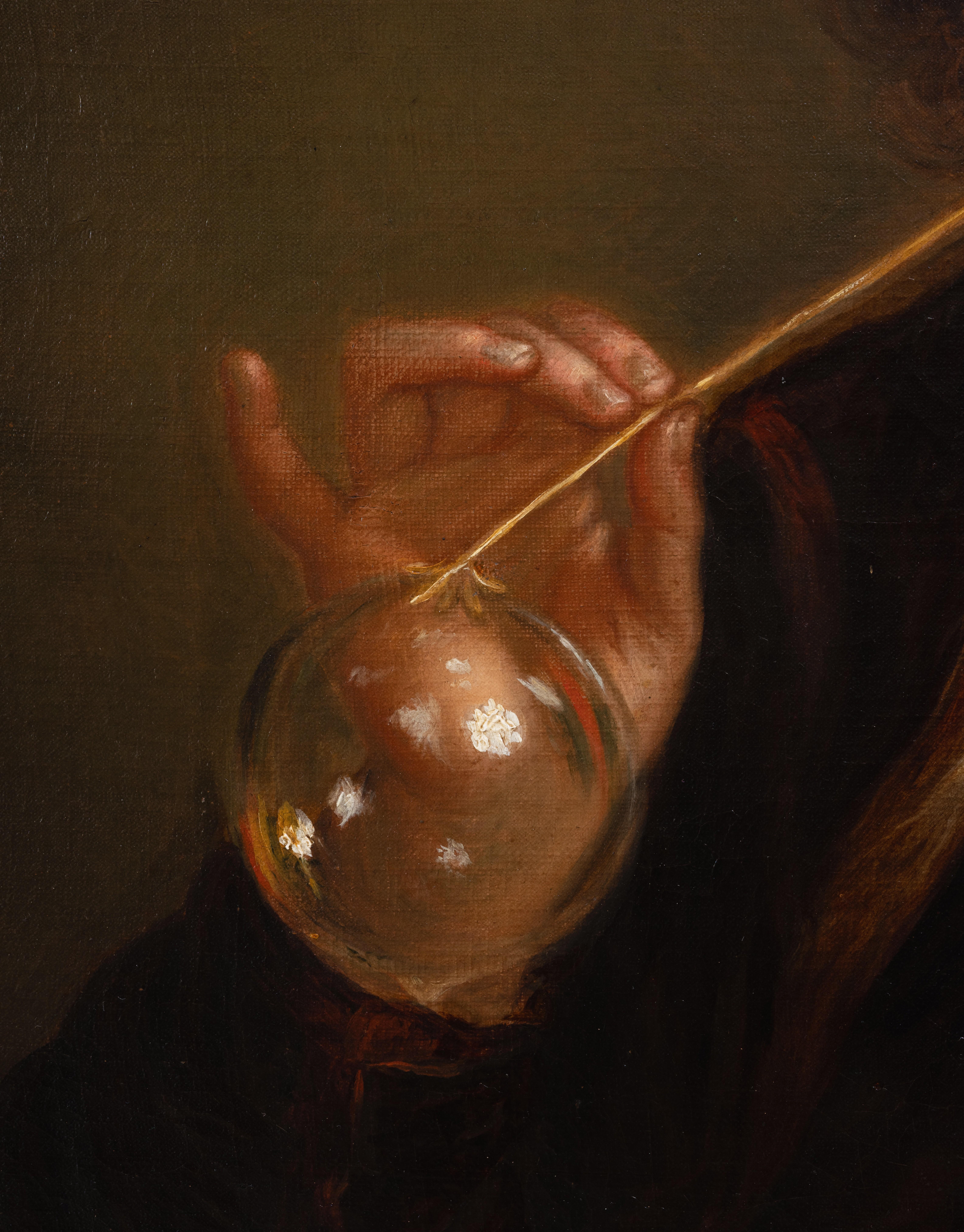 Boy blowing soap bubbles, studio of Alexis Grimou, French, early 18th c. Paris For Sale 6