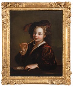 Boy blowing soap bubbles, studio of Alexis Grimou, French, early 18th c. Paris
