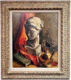 Antique head portrait, original oil on canvas Alexis Hinsberger (1907-1996)