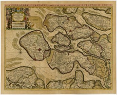 Antique map - The Duchy of Zeeland by Jaillot - Handcoloured engraving - 17th c.