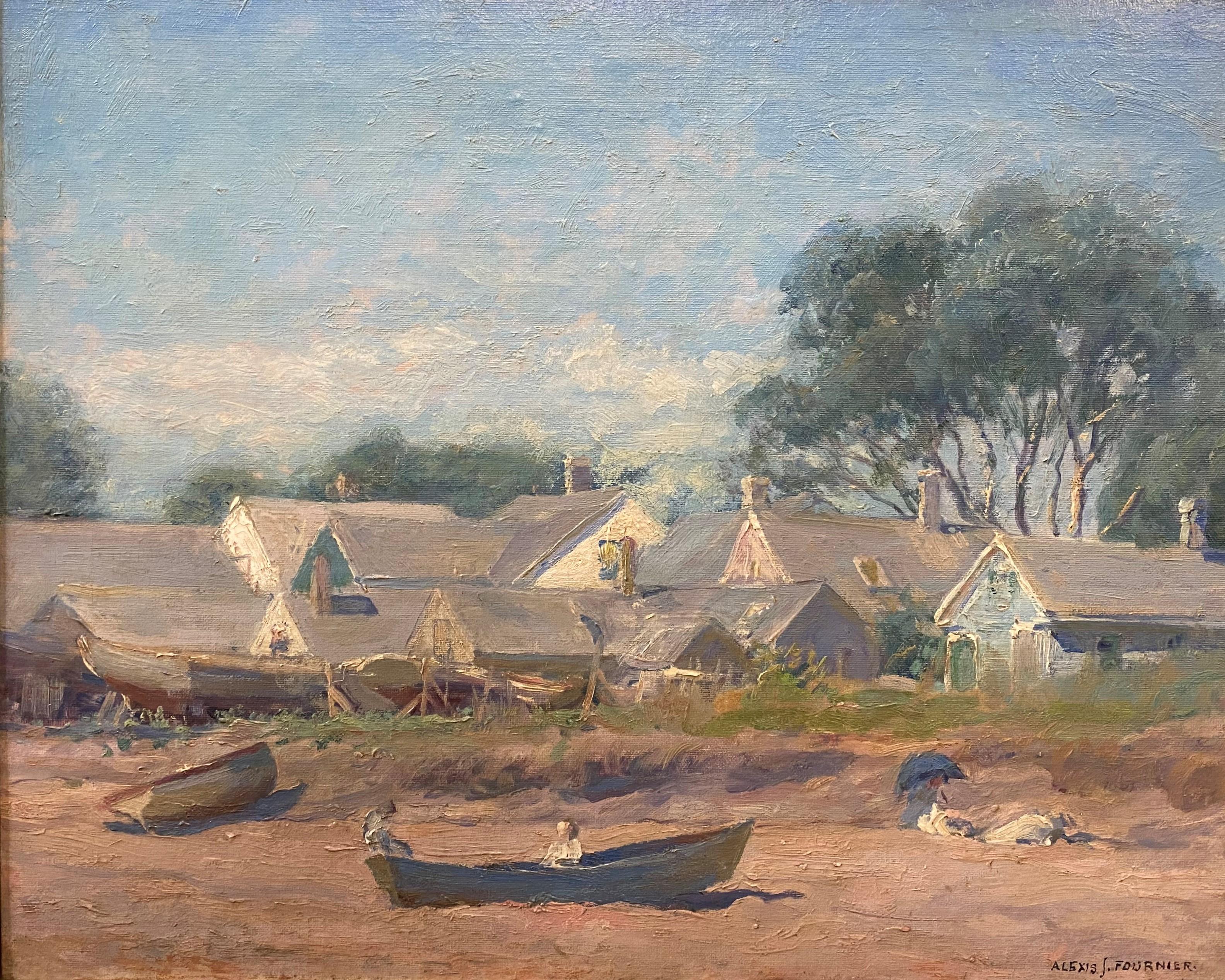 While The Tide is Out, Provincetown - Painting by Alexis Jean Fournier