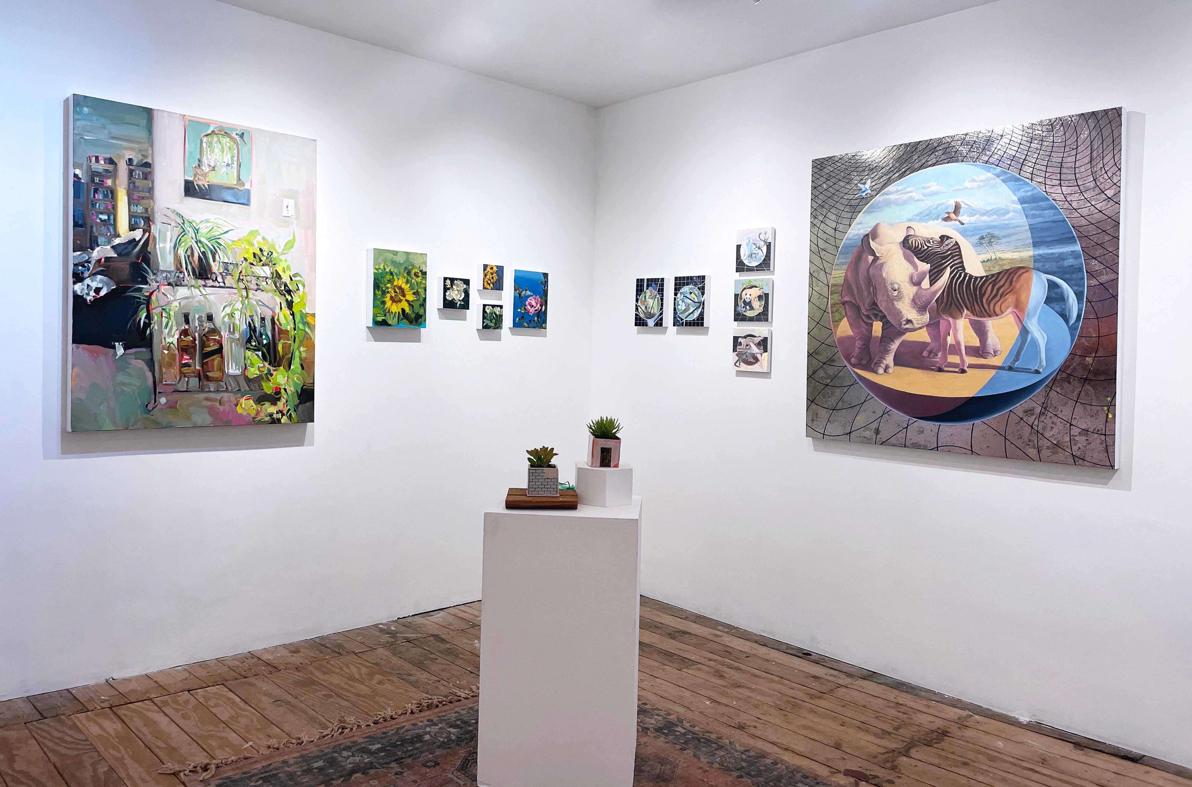 Río Amazonas (2019), pintura al óleo, ecosistema, animales, pasteles, jaguar, fauna en venta 3