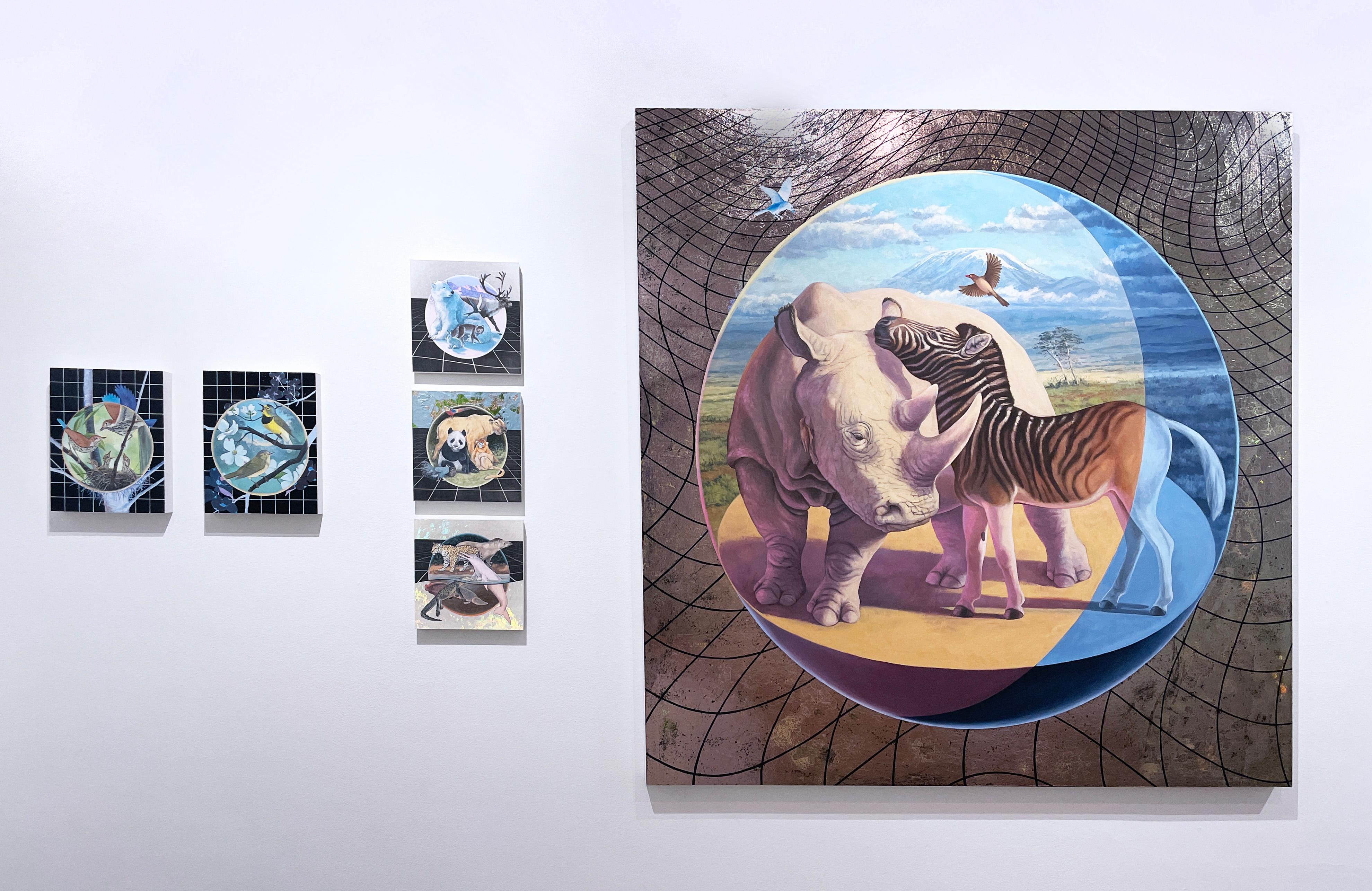 Arctic Tundra (2019), oil painting, ecosystem, animals, pastels, polar fauna - Purple Animal Painting by Alexis Kandra
