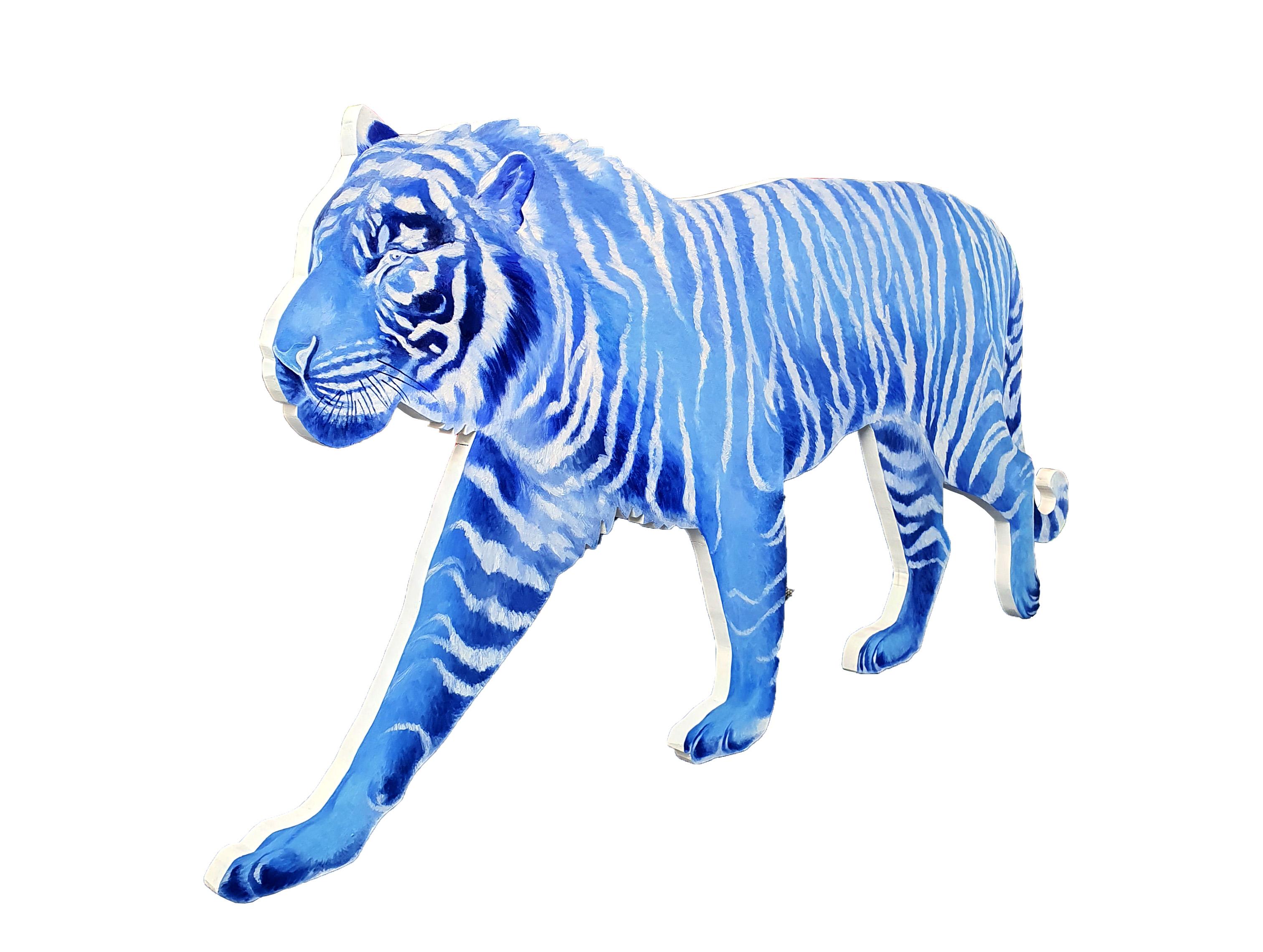 tiger with blue stripes
