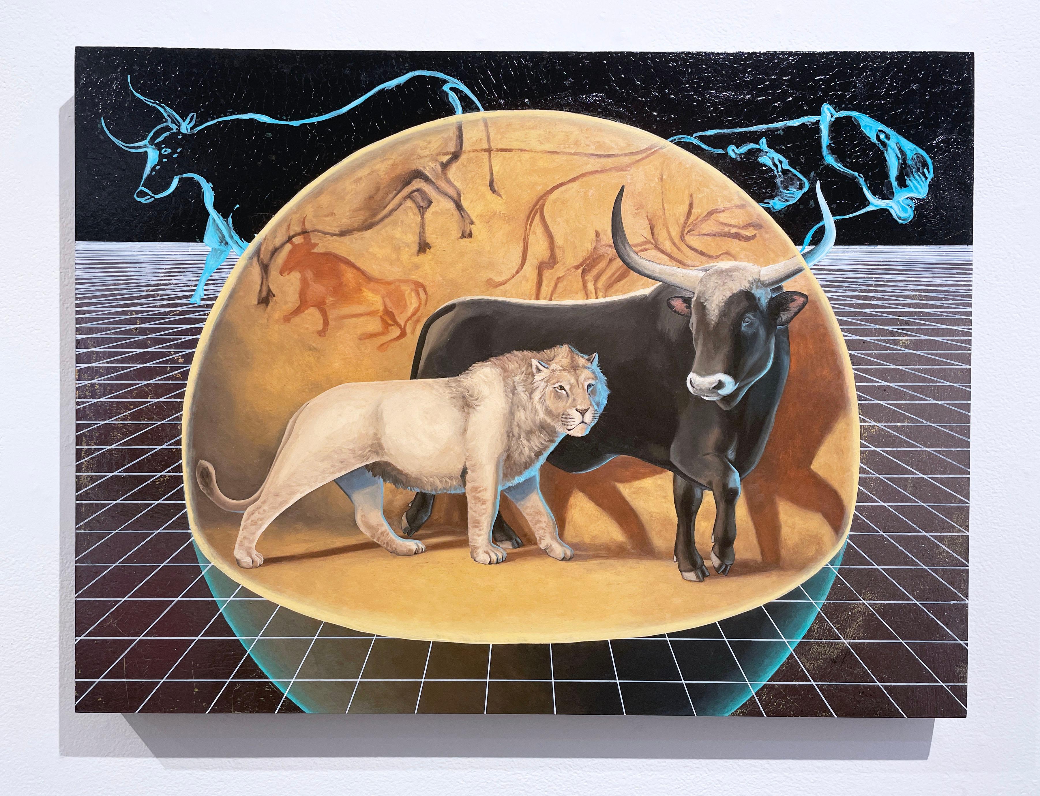 Mark Making (2019), Öl auf Tafel, Naturkunst, Tierlandschaften, Höhlen Tiere – Painting von Alexis Kandra