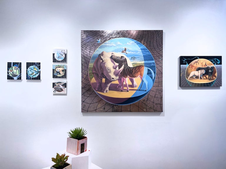 Mark Making (2019) oil on panel, nature art, wildlife landscape, cave animals For Sale 2