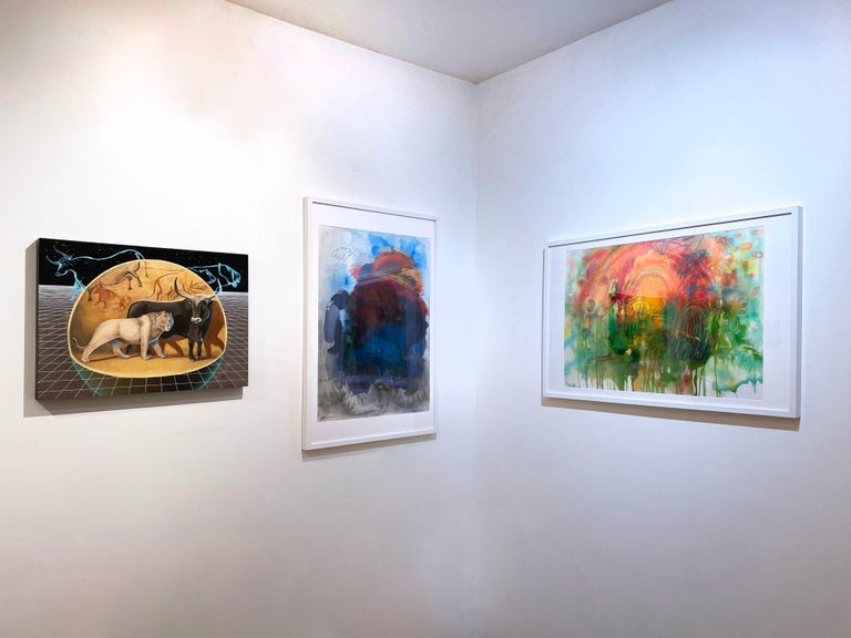 Mark Making (2019) oil on panel, nature art, wildlife landscape, cave animals For Sale 4