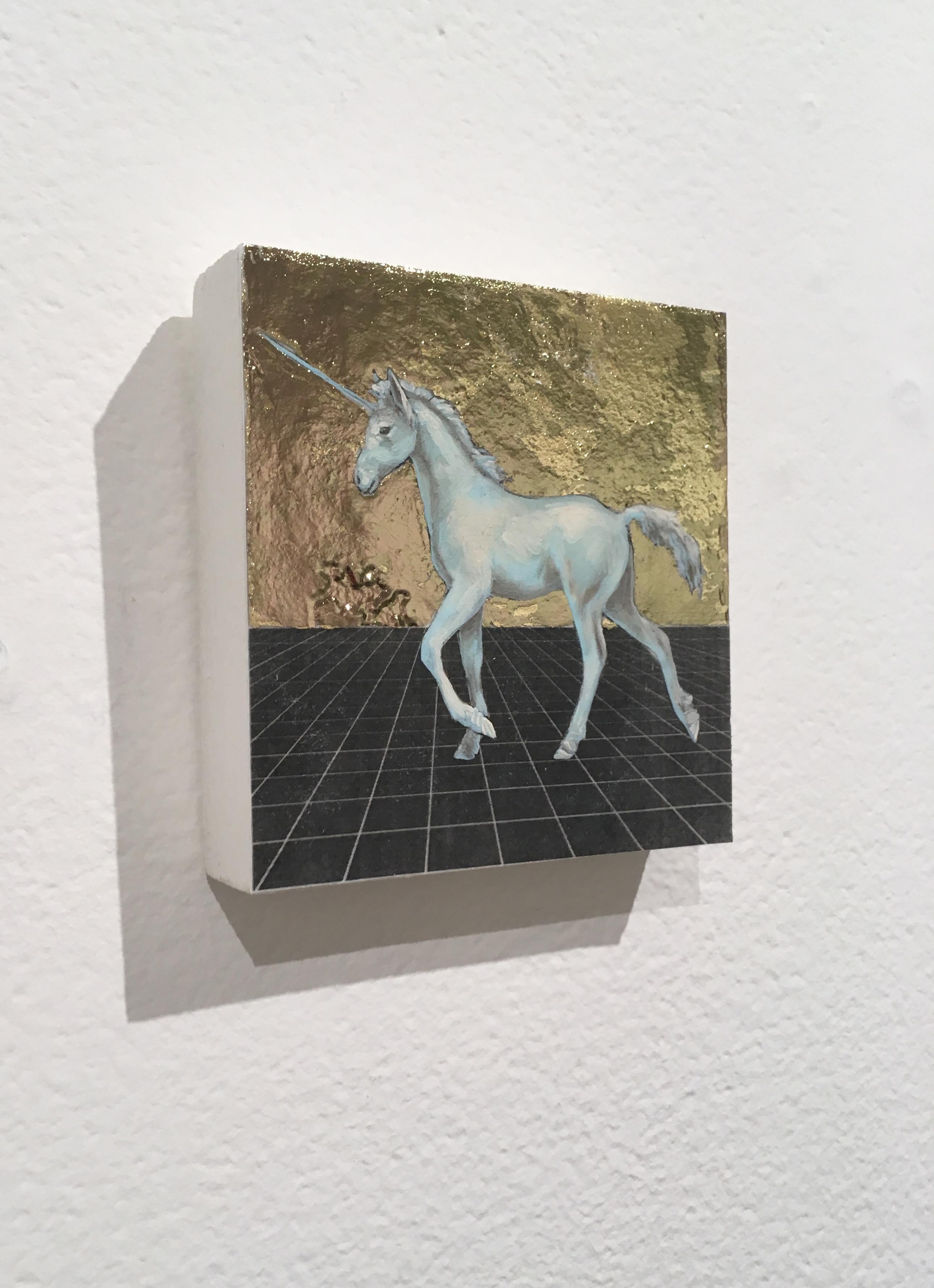Shy Unicorn - Contemporary Mixed Media Art by Alexis Kandra